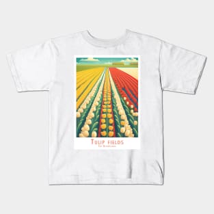 Vinatge Retro Vibrant Tulip Fields Poster Kids T-Shirt